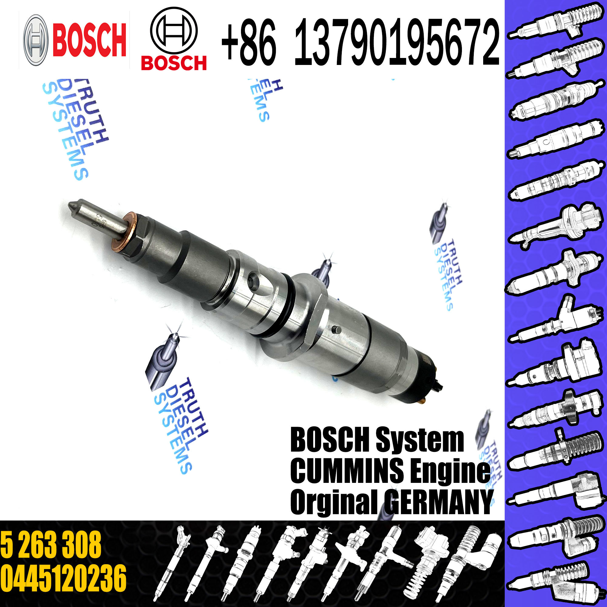 Common rail fuel injector 0445120236 0445120125 0445120029 5263308 4940170 4939061 3973060 3965721for QSL9 QSC8.3