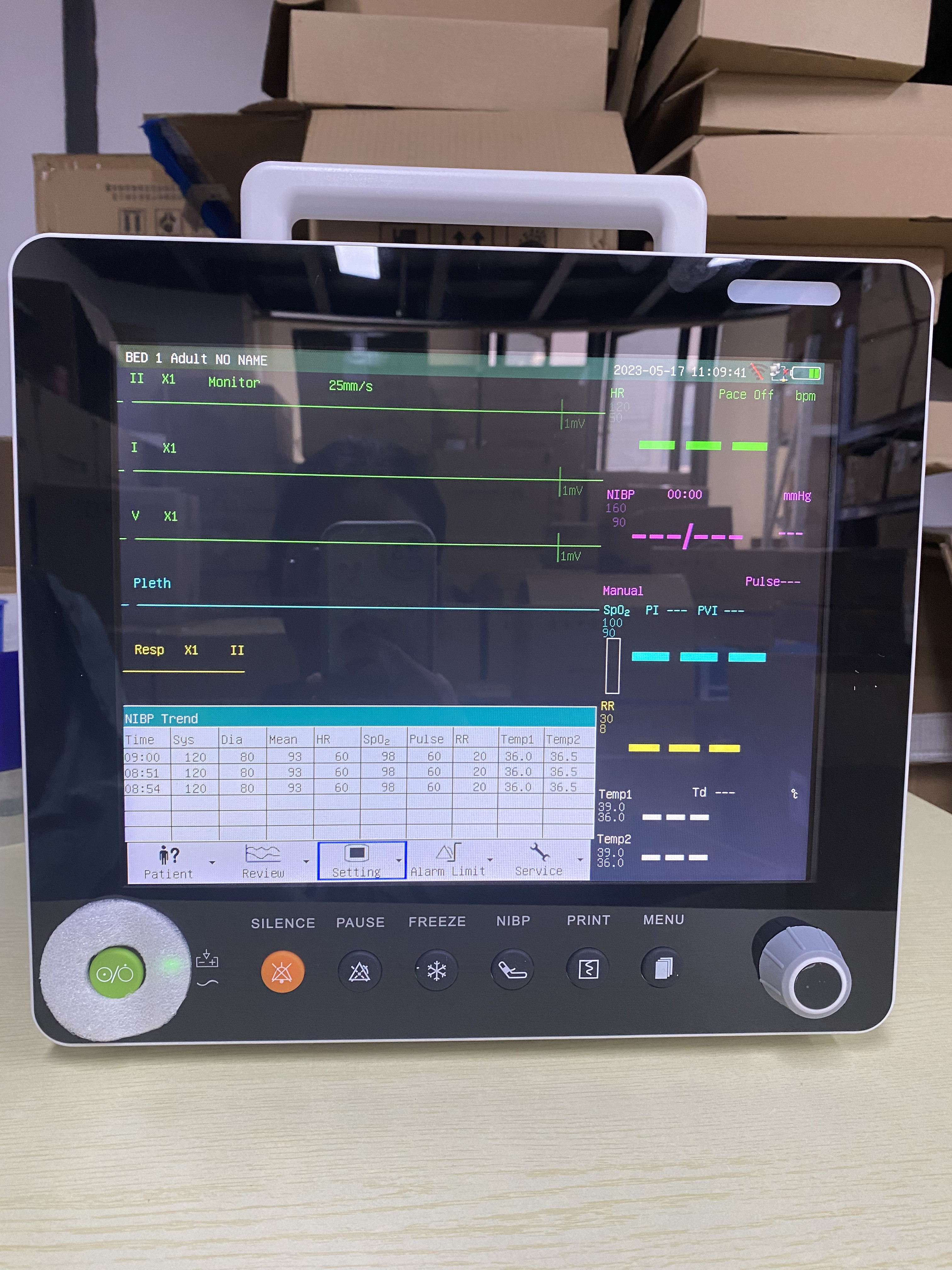 Wireless Data Transfer Multi Parameter Patient Monitor with 12.1'' Color TFT LCD