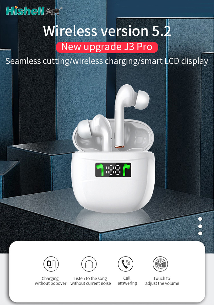 Display Waterproof Bluetooth Earbuds , ABS True Wireless Stereo Bluetooth Earphone
