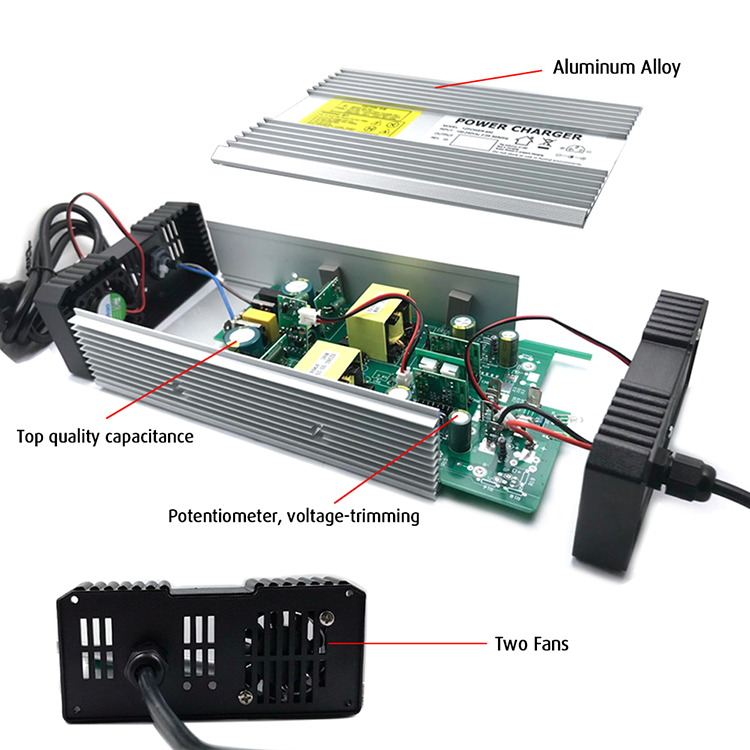 Aluminum Housing 54.6V Scooter Moped Battery Charger