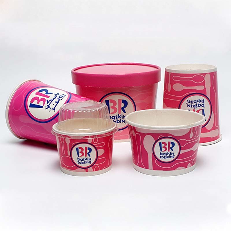 Food grade recycled disposable custom printed yogurt packaging ice cream paper cups with lid