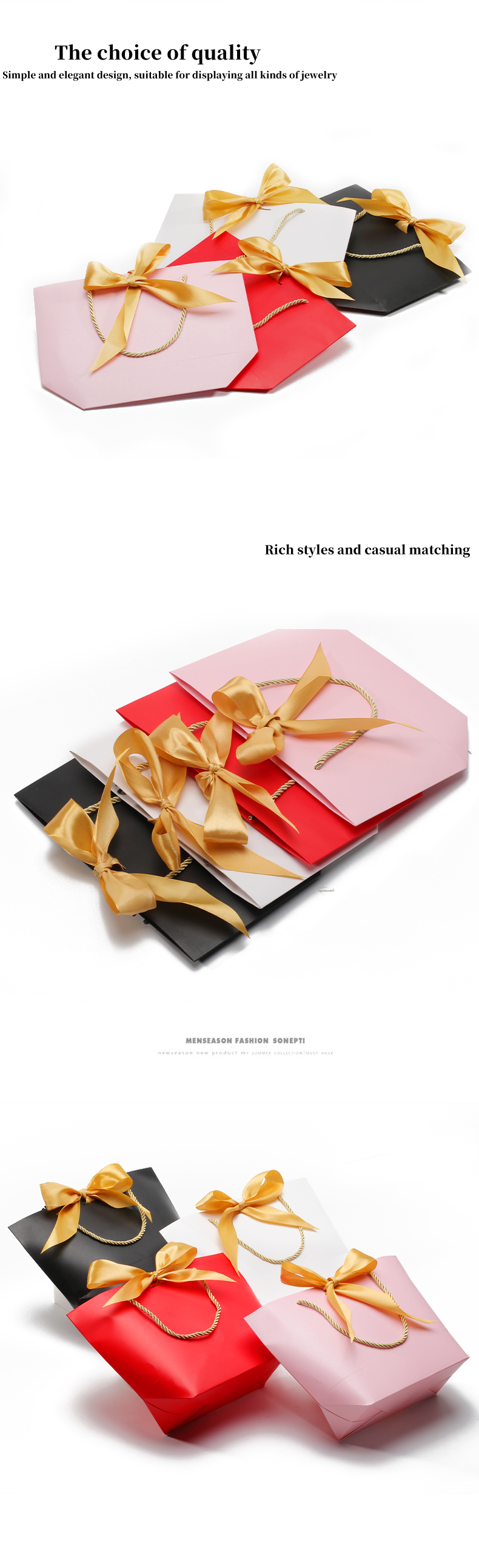 Compact Gorgeous Cardboard Paper Gift Tote Bag Bowknot Ornament for Birthday