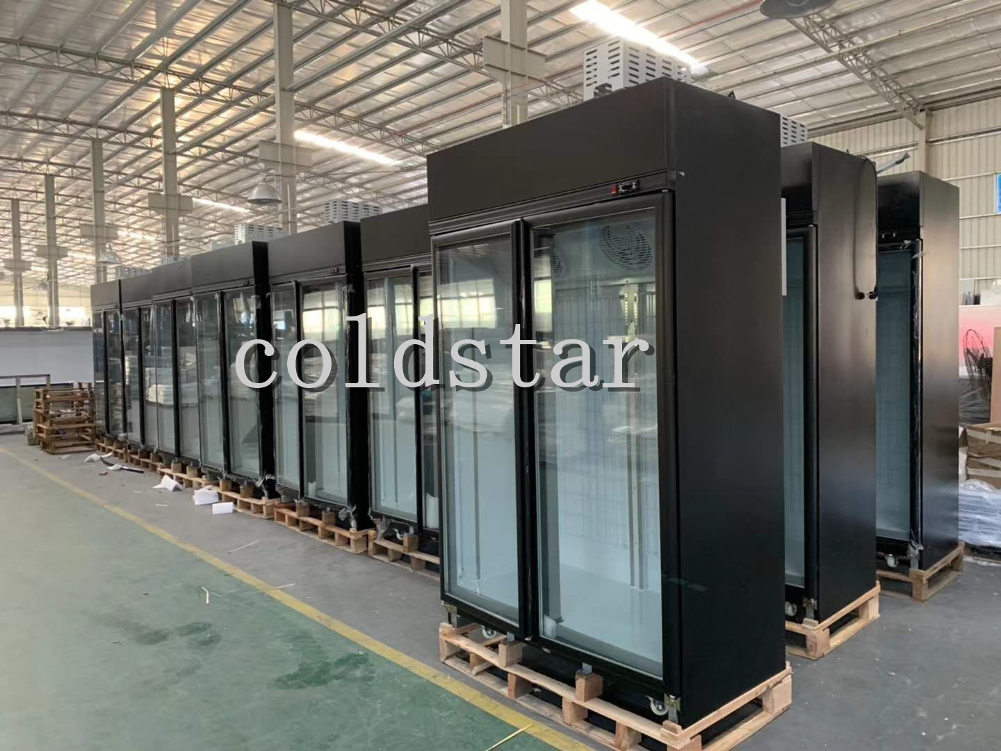 Supermarket Refrigerated Showcase Commercial Glass 2 Doors Cooler