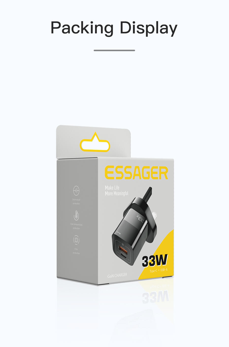 Essager 2022 Square Brick Phone Type C Port USB Travel Wall Charger Micro 33w 30w 5A