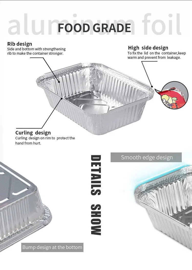 110ml Square Disposable Aluminum Foil Container Silver Food Container