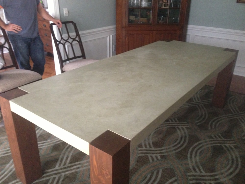 High durable grc cement concrete table with steel wood leg concrete table sets furniture