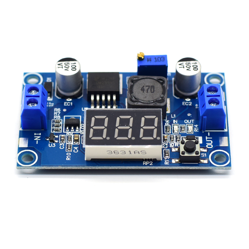 Adjustable LM2596S Step-Down Buck Converter Power Supply Module with Display and One