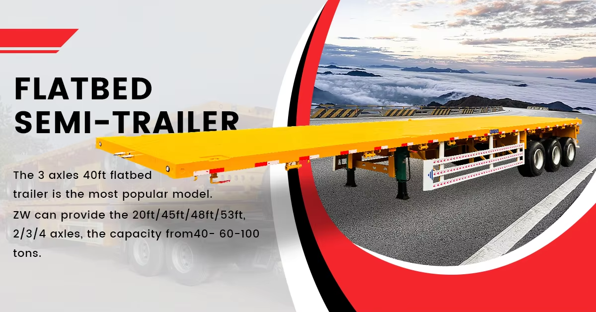 Factory Customization 40ft Flatbed Semi Trailer 2 Axles 3 Axles 4 Axles Dolly Tractor Chassis For Connecting