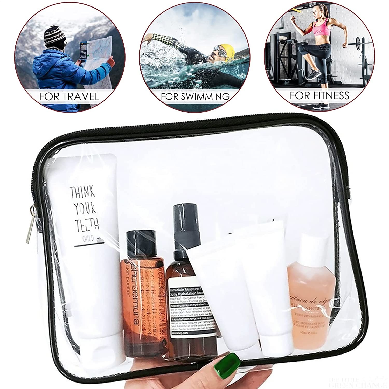 Waterproof Soft smooth Travel Bag for Toiletries - Travel Makeup Bag Clear Makeup Bags with Zipper