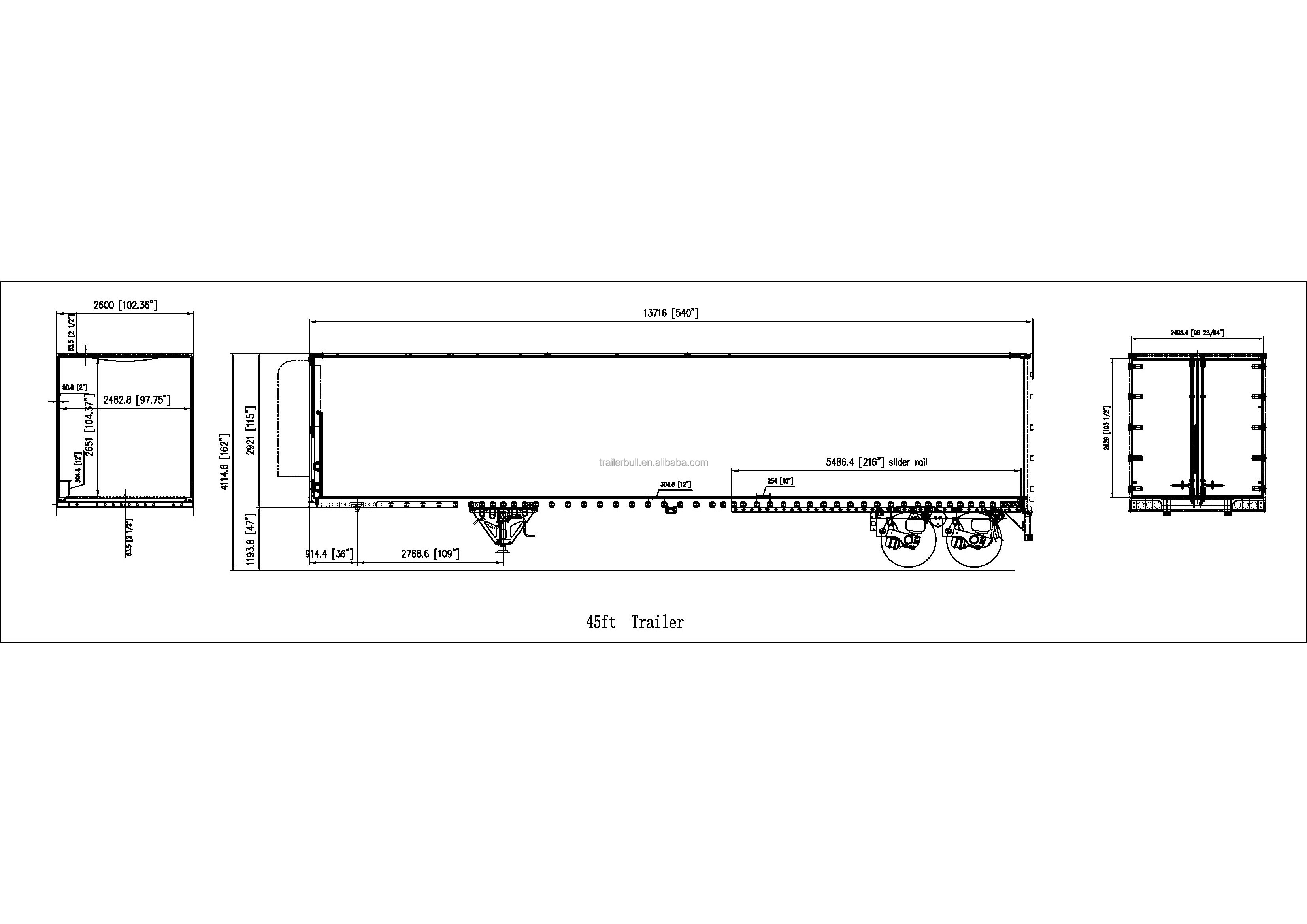 Aluminum Composite Sandwich Insulation Walls 45FT Reefer Semi-Trailer for America Market