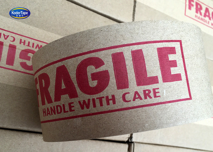 Water Active Fragile Printed 44.7N/25mm Kraft Gummed Paper Tape