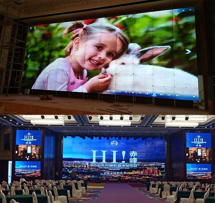 46inch 0.88mm bezel Active Area H / V 1073.8x604mm Led Video Wall Complete System for Indoor Conference Hall