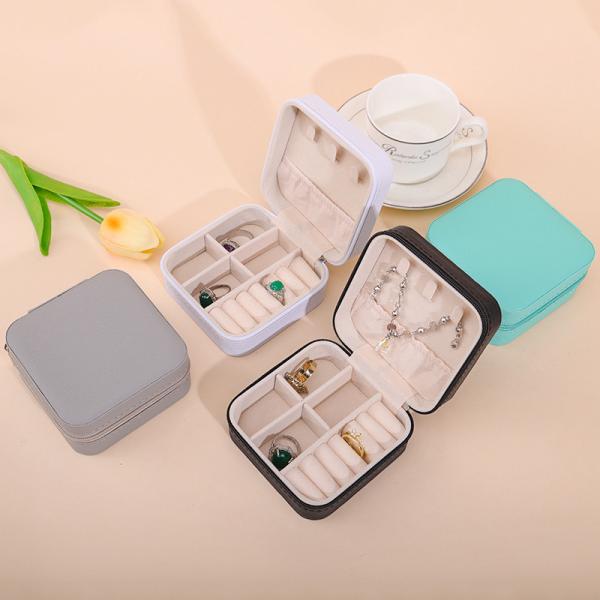 Floating Effect PU Leather Jewelry Box , Zipper Travel Jewellery Case Multi