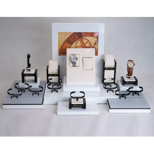 Quality Fashion Countertop Watch Display Glossy Black MDF & White Acrylic 660*400*360mm for sale
