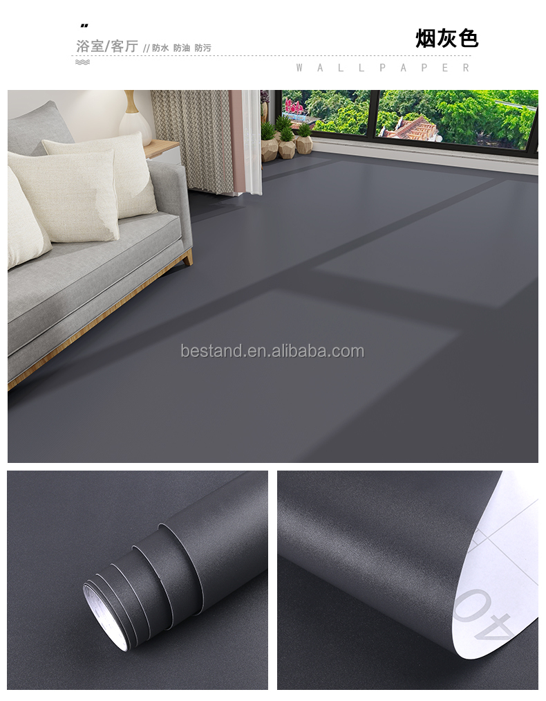 Anti Slip TPH Vinyl Flooring Self Adhesive Black Bathroom Floor Tile Stickers