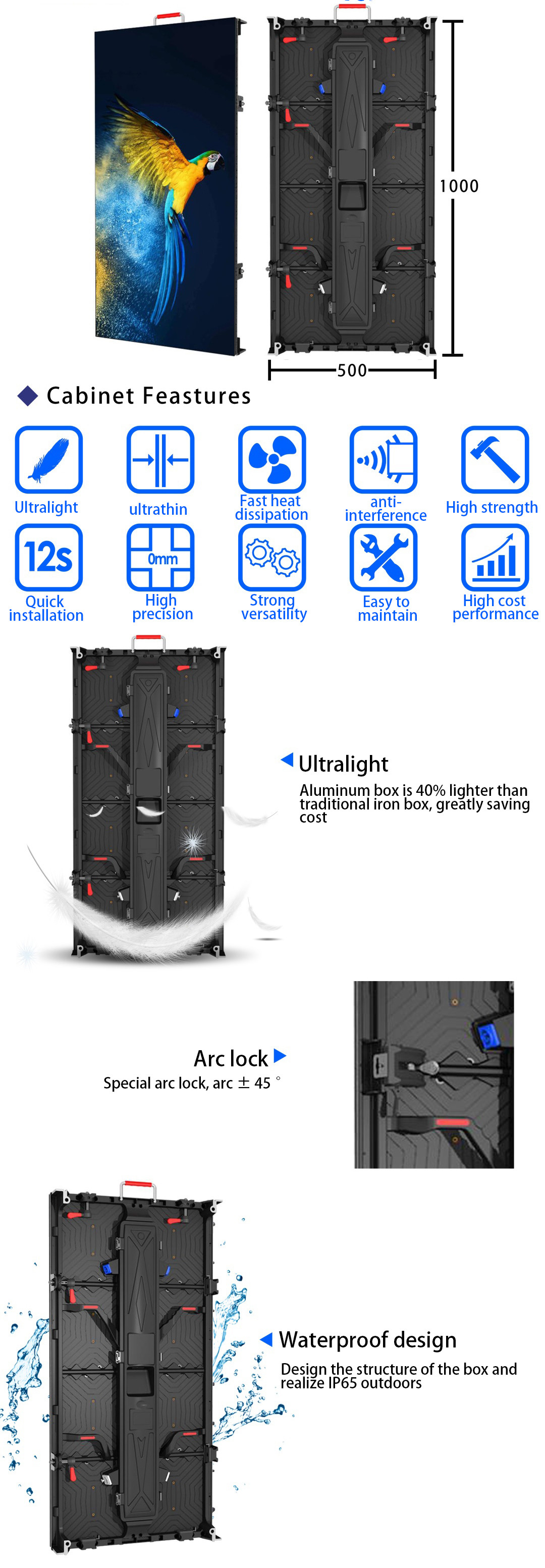 P6 Outdoor Led Display Rental IP65 Die Casting Stage Led Display Screen