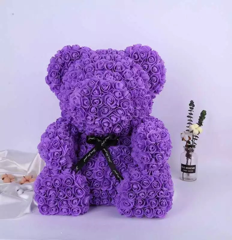 Rose Bear for Christmas Day Teddy Bear with PE Roses Bouquet Flower Teddy Rose Bear Rose Flower bear gift