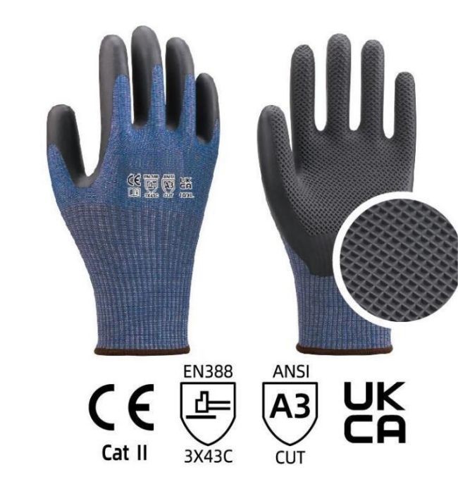 Eco Latex Slip Resistant Gloves Grip Cut Resistant Safety Gloves A3 Safety 13 Gauge