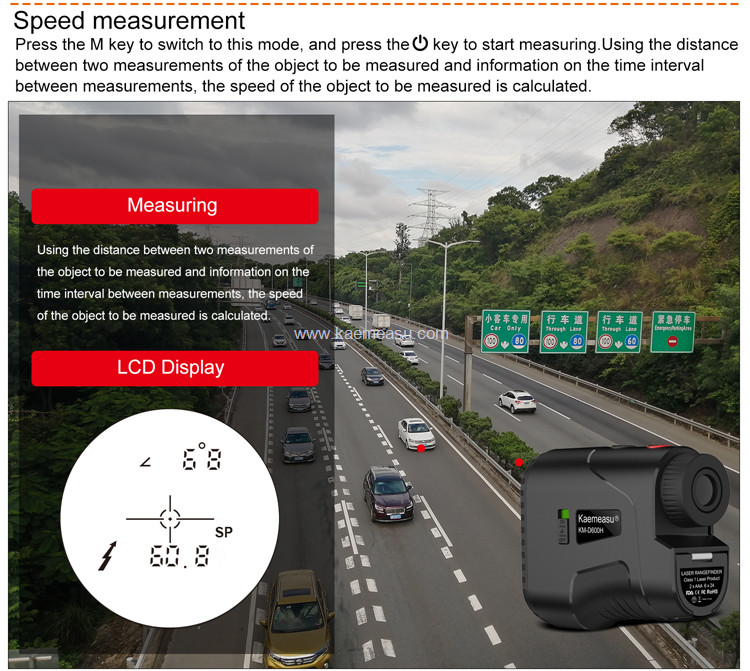 kaemeasu USB Charging Rangefinder Golfing Shooting Hunting Telescope Angle Measuring Range Finder D600