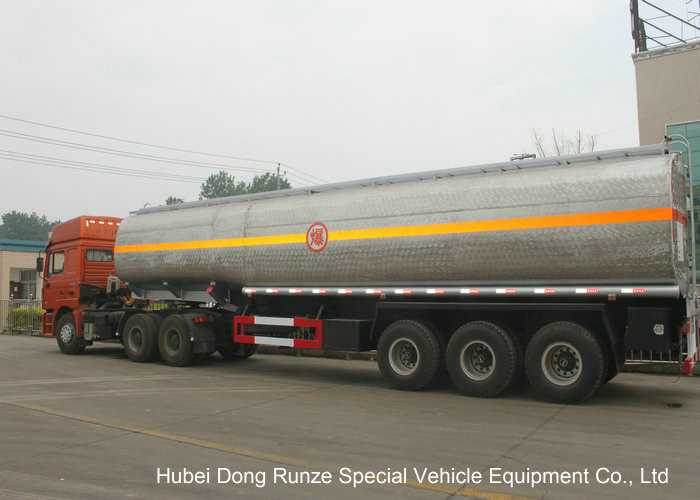 Liquid Alkali Tanker Trailer With Stainless Steel Polished Tank For Sodium Hydroxide