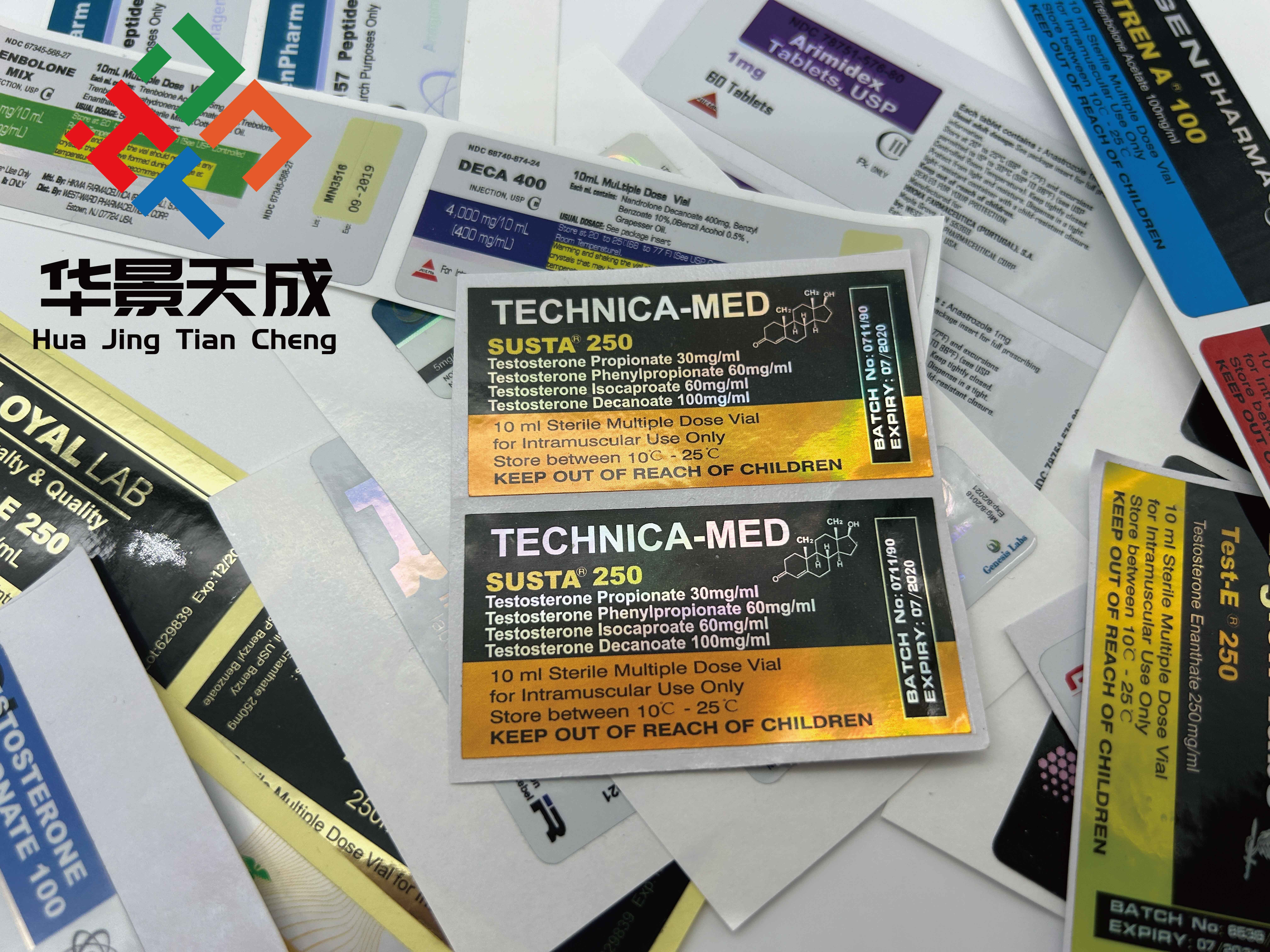 Digital Printing Method Glass Vial Labels With Permanent Adhesive And Vials
