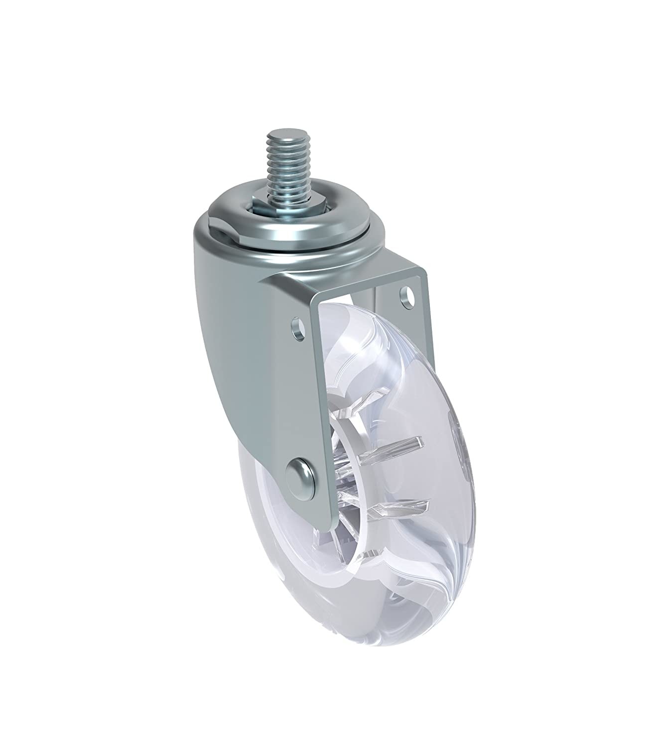 3 Inch Transparent Wheel Stem Mount Casters Pu Caster
