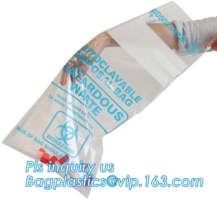 biodegradable biohazard bag/Recycled garbage bag, Polyethylene Biohazard Printed Clear Plastic k Specimen Bags Wit