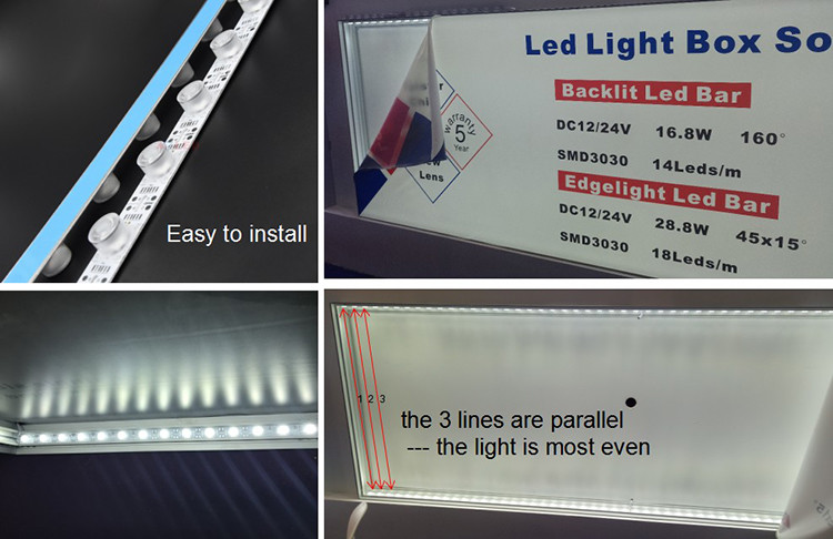 24 Voltage Edge Lit LED Strip Light Rigid Bar 1818 For SEG Fabric Frames Light Box