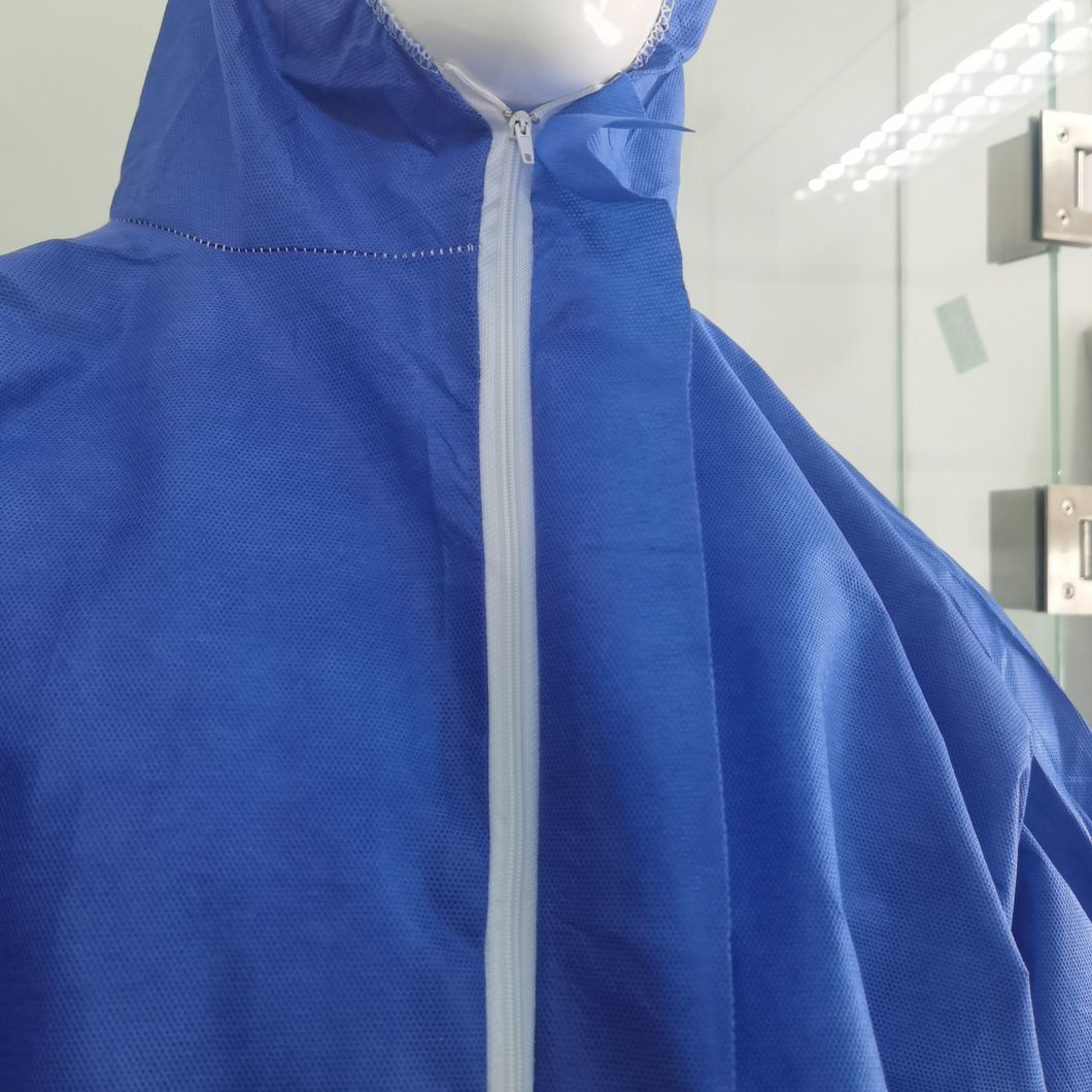 Nonwoven Isolation Overall Hazmat PPE Kit SMS Protective Coverall with Elastic Hood