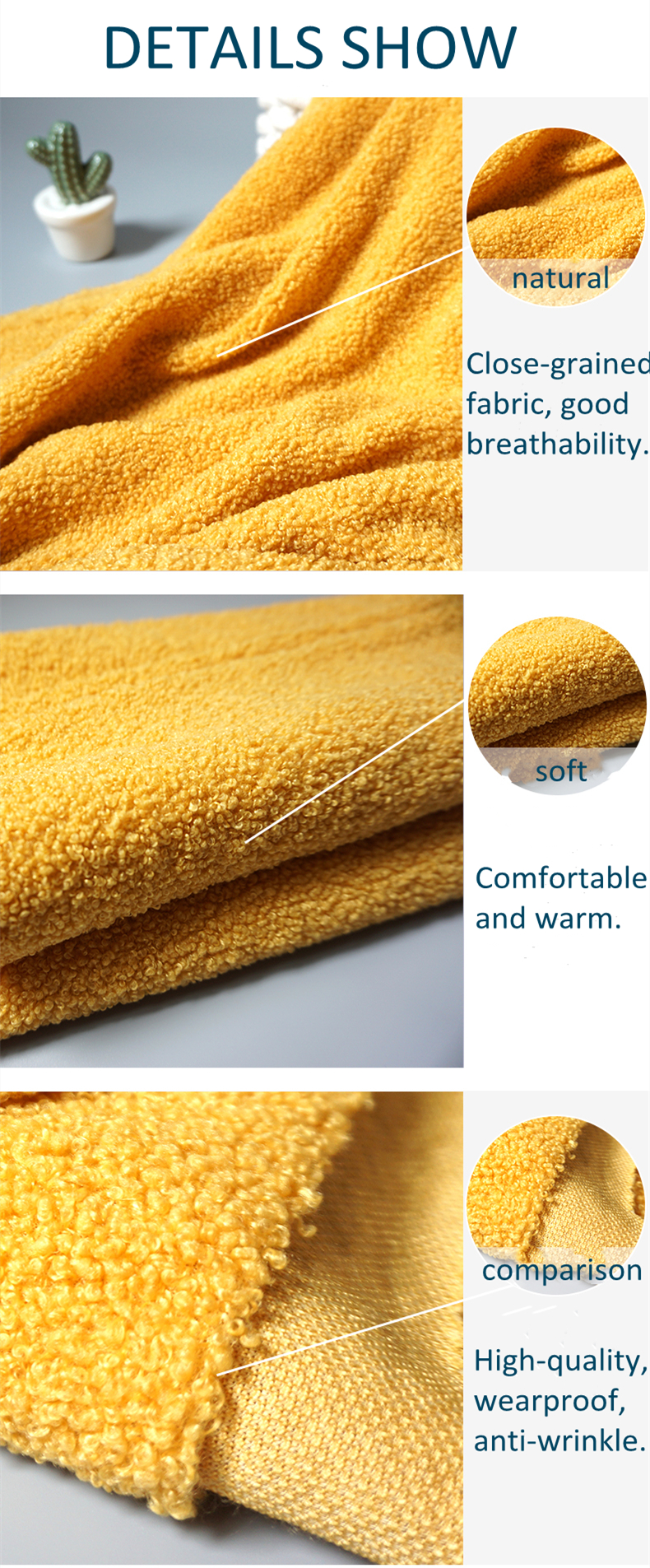 100% Polyester Fabric Fleece Brushed Fabric Polyester Berber Fleece Sherpa Fabric