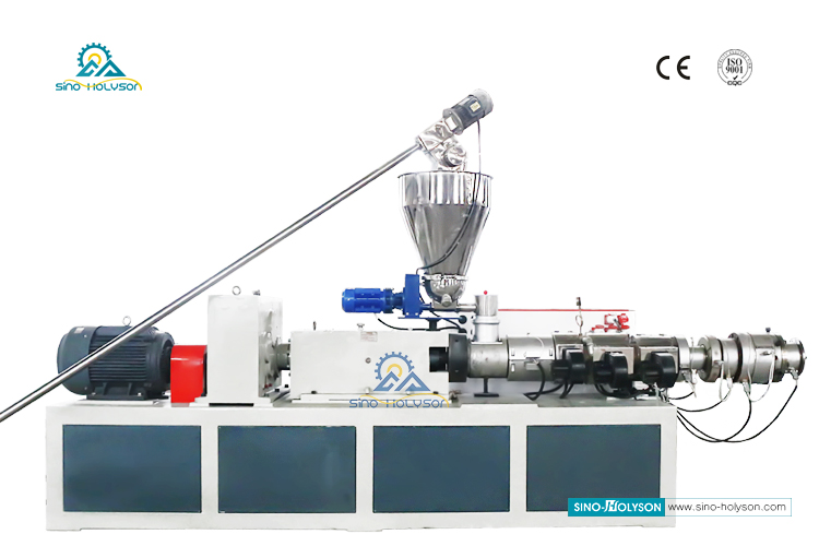 39.6 Rpm Plastic Conical Twin Screw Extruder Machine 2000KG