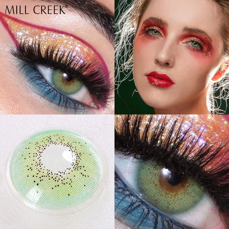 KSSEYE Prescription One Month Color Contact Lenses Lime Green Emerald Green