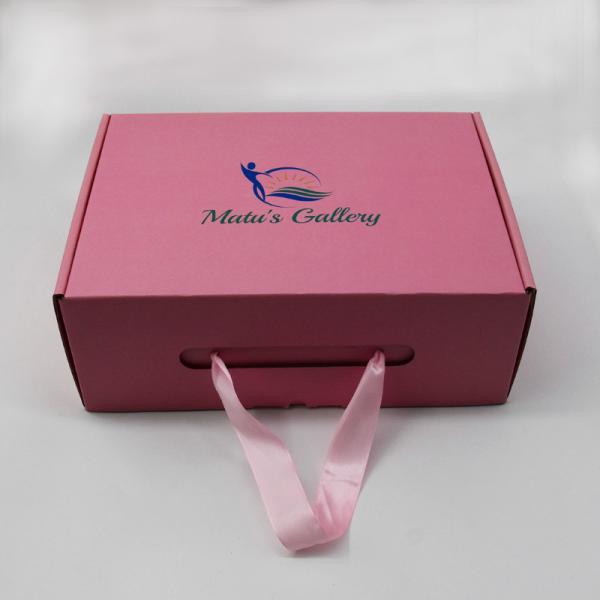Collapsible Corrugated Ribbon Hand Shipping Mailer Box For Shoes T Shirts