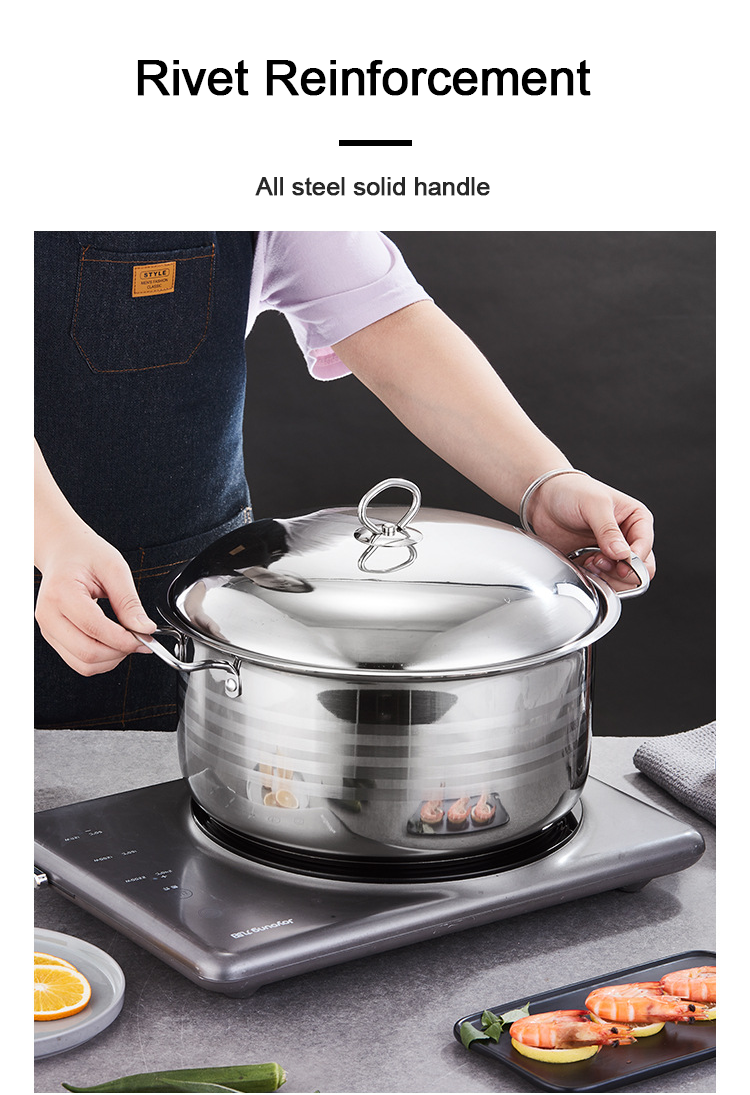 Multifunction Large Capacity Kitchen Cookware Pot 3 Pieces Stainless Steel Ollas Soup Pot Set Cookware Set