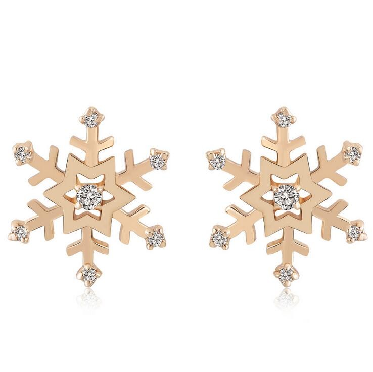 Christmas gift dainty jewelry fashion ear piercing jewelry crystal stainless steel snowflake earrings