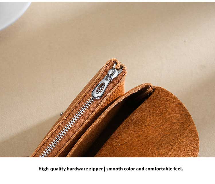 Female Genuine Leather Double Layer Mini Wallet with ID Credit Card Holders and Coin Purse