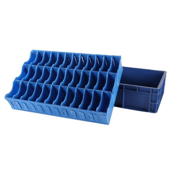 Quality Blue Plastic Divider Boxes Recyclable Plastic Crates With Dividers for sale