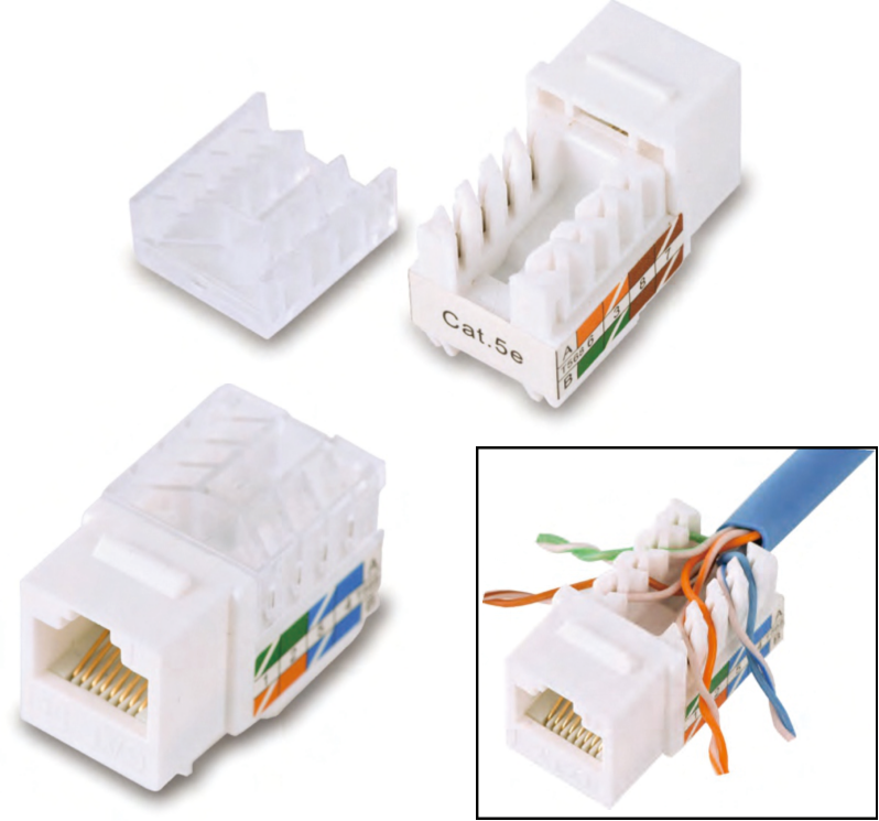 UTP RJ45 90 degree keystone jack