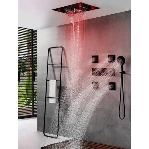  Shower Ceiling Bathroom Shower Faucet Set Luxury LED Thermostatic High Flow Rain Waterfall Manufactures