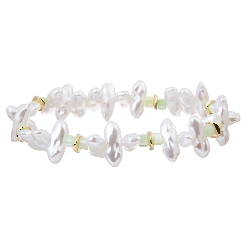 Unite Shape White Color Pearl Stretch Bracelet Statement Pearl Bracelet Gift