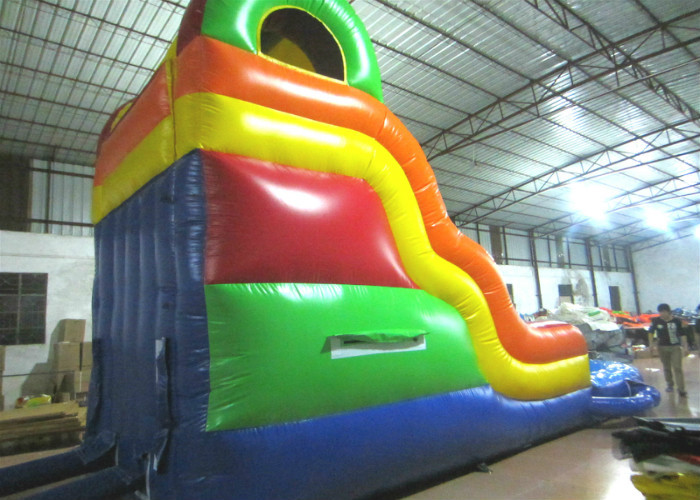 Best sale rainbow inflatable water slide bright colour inflatable slide with pool