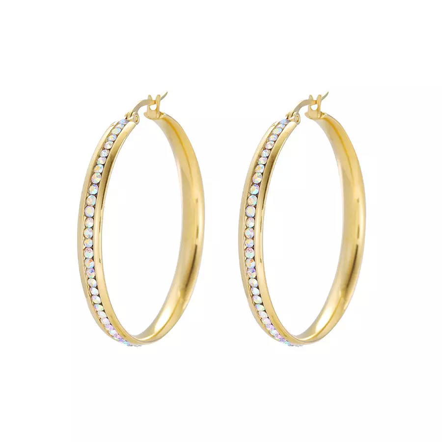 Cute Pink Childlike Star Hoop Earrings 18K Gold Stainless Steel Earrings