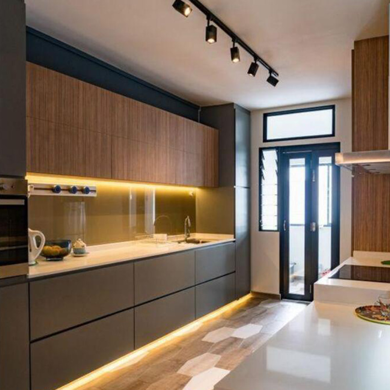 Customized Veneer Color Kitchen Cabinets for Modern and Durable Villa/Apartment