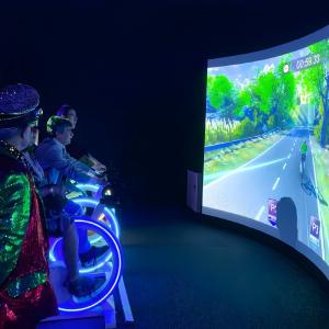 Dynamic Racing Interactive Projection Game Outside Interactive Bike Game