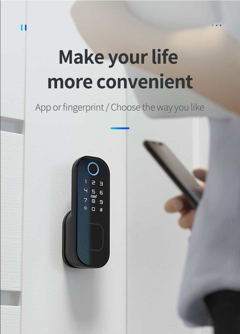 Waterproof Smart Electric Rim Lock with Tuya Smart Life APP WIFI Outdoor Gate Door Fingerprint Lock