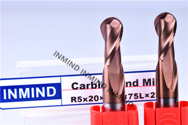 10 mm High Precision Ball Nose End Mill with HRC55 TiSiN Coating , 0.5 UM grain size