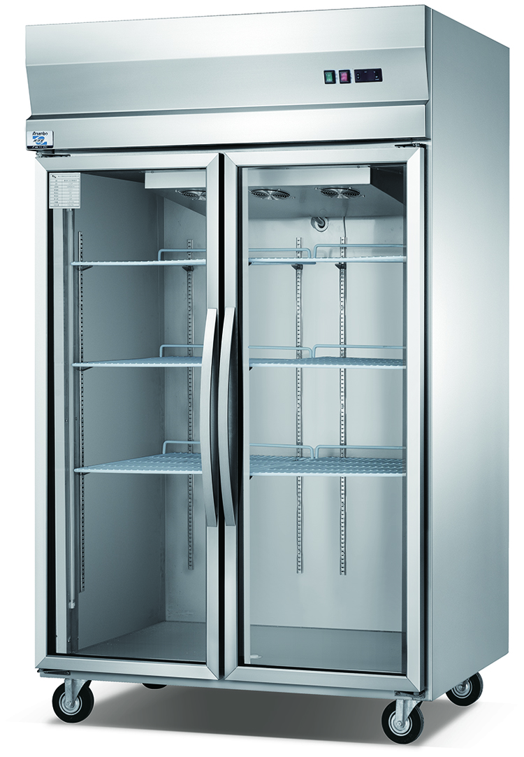 SS304 110V Glass Door Refrigerator Freezer , Multipurpose Double Fridge Freezer