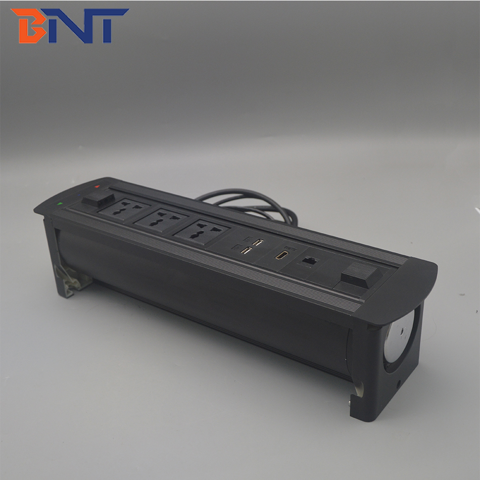 Multimedia motorized rotate usb charger meeting table electrical socket