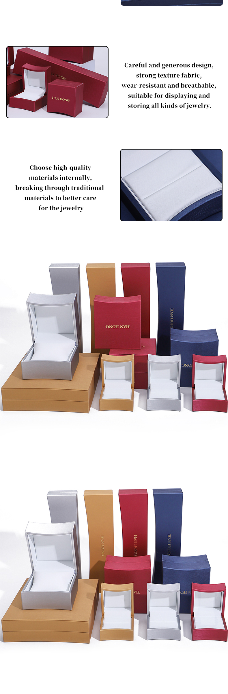 Multi-Color Arc-Shaped PU Leather Jewelry Packaging Box Set for Ring Pendant