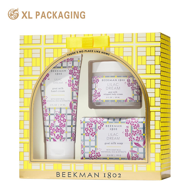 Custom Luxury Gift Box Packaging With Window Custom Printed For Cosmetic Skincare Sets